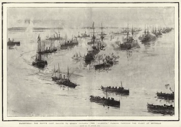 ¡Adiós! El Último Saludo de la Armada a la Reina Victoria, el Alberta pasando por la Flota en Spithead